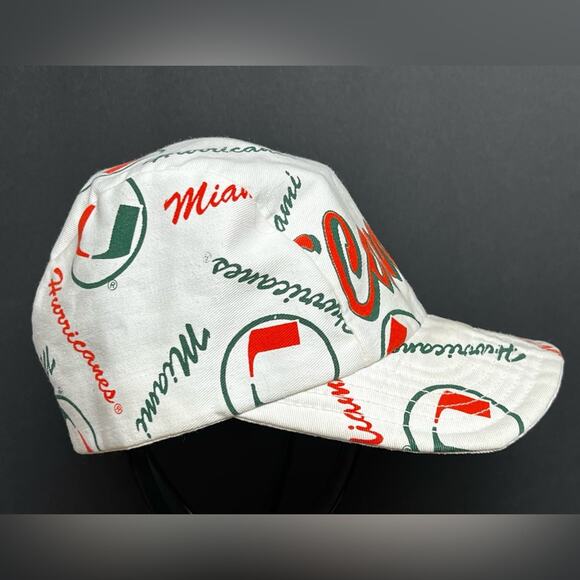 RARE Vintage 80s MIAMI HURRICANES AOP All Over Print Kappit Hat NCAA MADE IN USA - Picture 2 of 6